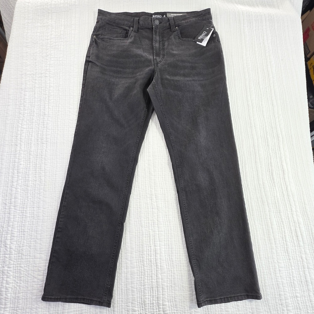 Buffalo David Bitton Driven Relaxed Straight Black Sanded Jeans 34x32 Mens NWT